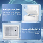 KNDKO 2.8cu.ft Chest Freezer, Freestanding Top Open Door Mini Freezer with Adjustable 7 Thermostat, Removable Basket and Bottom Defrost Water Drain for Apartment/Home, White