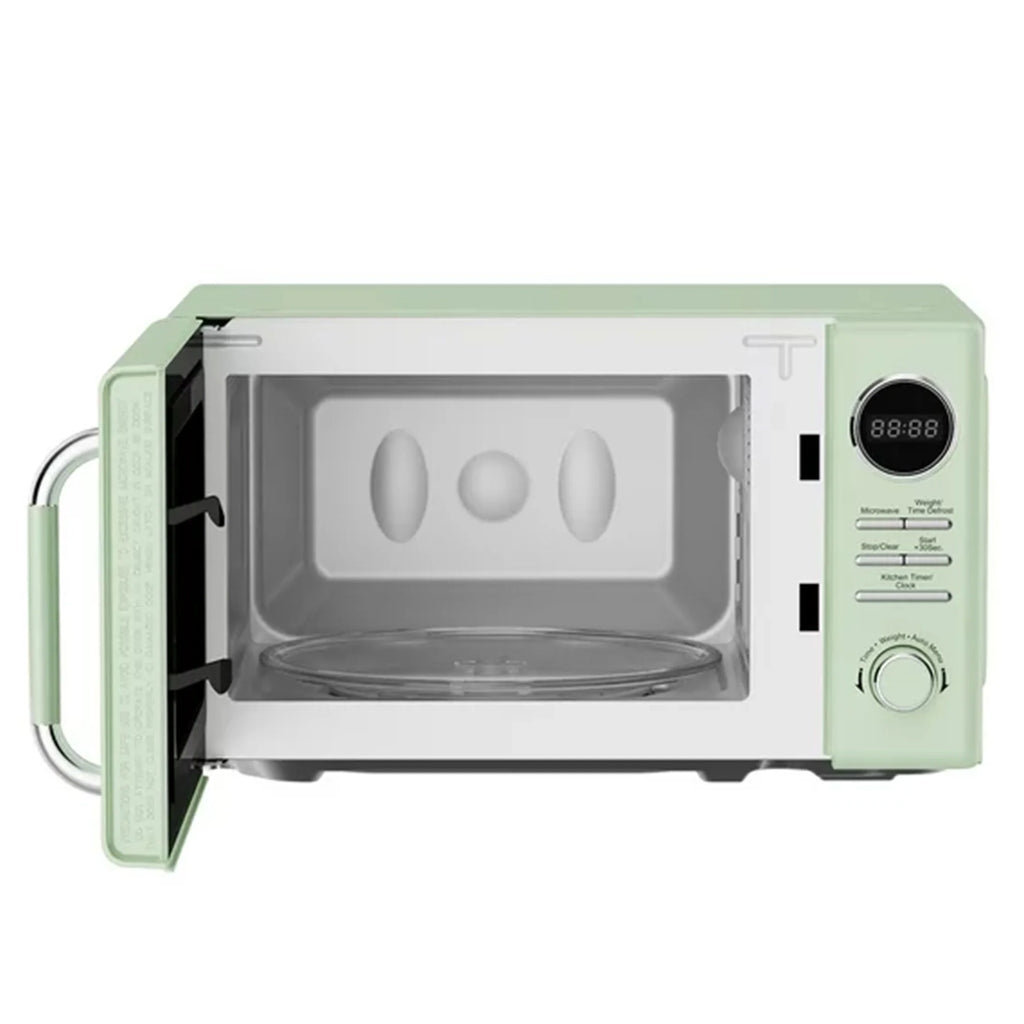 Open Box Magic Chef 0.7 Cubic Feet 700 Watt Classic Retro Microwave, Green