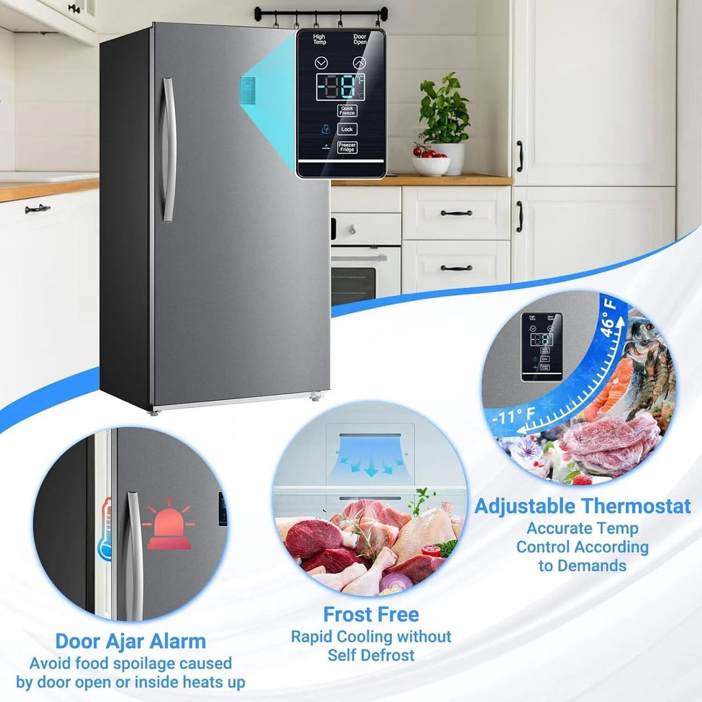 Smad 17.5 Cu ft Upright Freezer Large Capacity Fridge Refrigerator Frost Free Home Stainless Steel