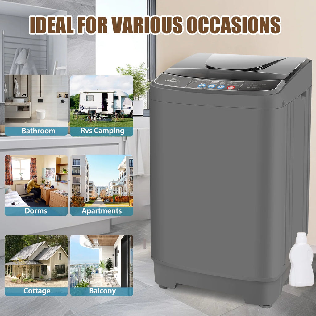Veeboto Portable Washing Machine 15.6lbs Full-Automatic Washer, Compact Wash & Dry Combo with Drain Pump for Home, Dorms, Apart, White