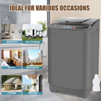 Veeboto Portable Washing Machine, 18.7Lbs Capacity Portable Washer with Drain Pump, 10 Wash Programs/8 Water Levels/LED Display, Full-Automatic Compact Laundry Washer for Apartment, Dorm, Home