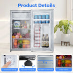 OYang Single Door Mini Fridge, Super Quiet 19.3"D x17.5"W x 32.7"H
