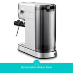 CASABREWS 5418Basic Espresso Machine with 20-Bar pressure, 34 oz Water Tank, with Milk Frother, Silver