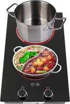 Electric Ceramic Cooktop with Timer,2 Burners Built-in Radiant Electric Stove Top with Child Safety Lock,24 Inch Electric Cooktop with Sensor Touch Control (9 Power-2 Burners)
