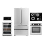Cosmo 5 Piece Kitchen Appliance Package With 30" Electric Cooktop 24" Single Electric Wall Oven 30" Over-the-range Microwave French Door Refrigerator & 24" Built-in Fully Integrated Dishwasher