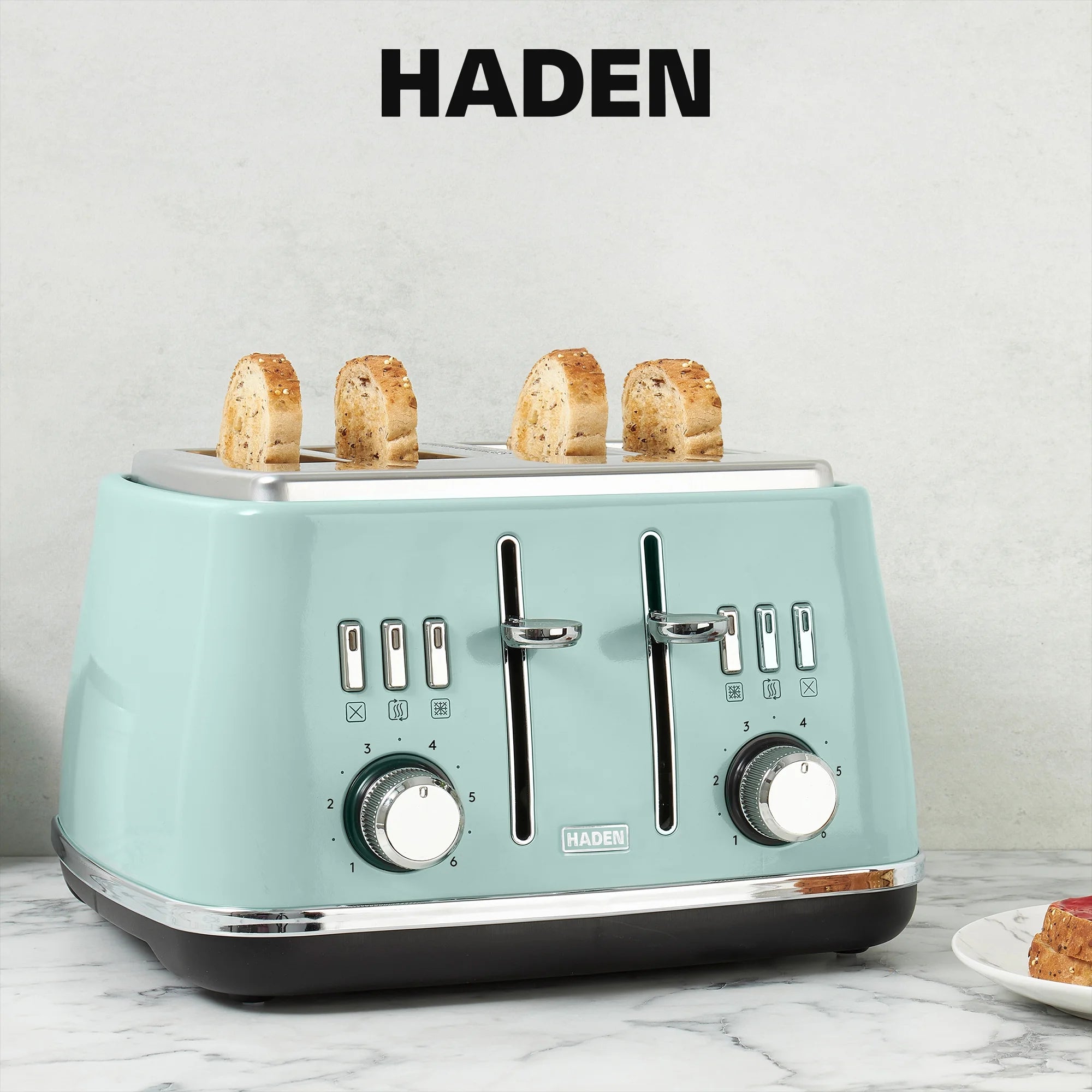 Haden Cotswold 4-Slice Wide Slot Toaster, Sage - 75100
