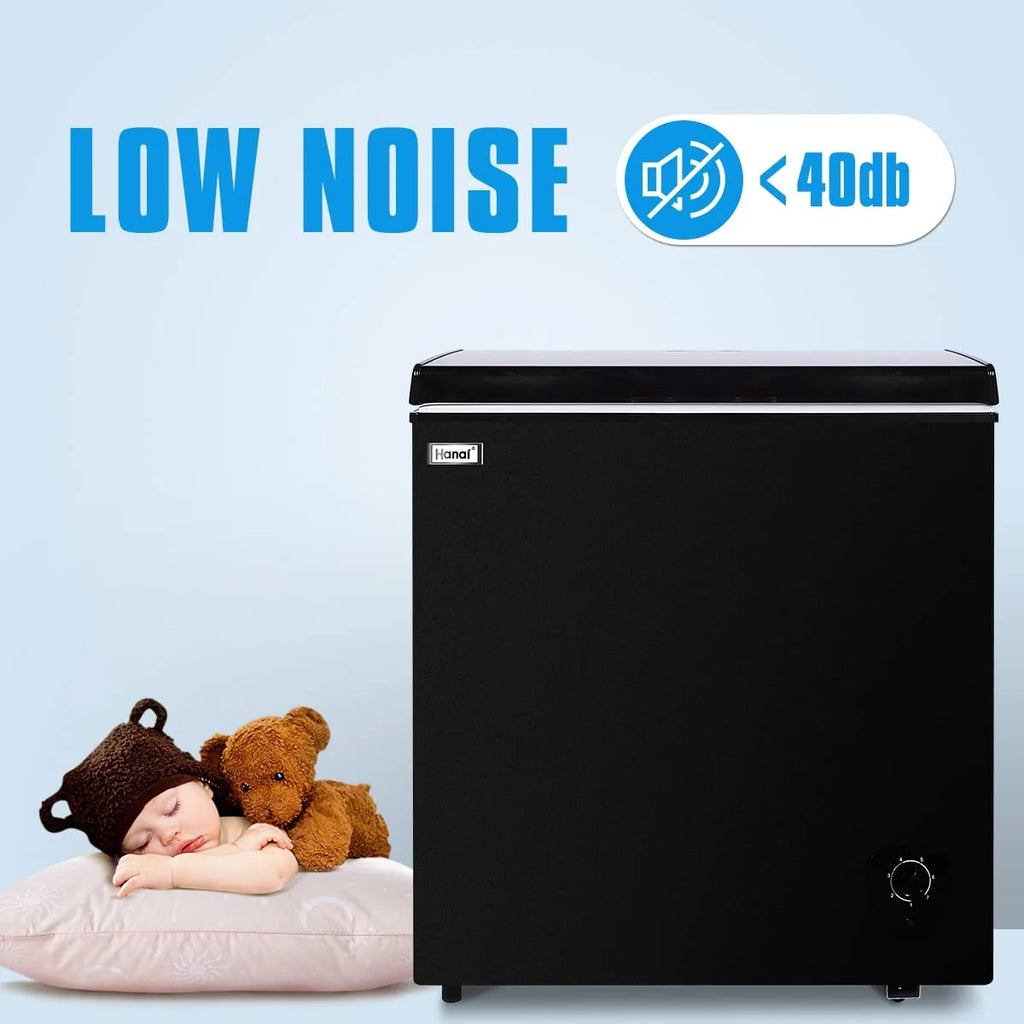 WANAI Chest Freezer 5.0 Cu Ft,Small Chest Freezer,Upright Single Door Refrigerator,Black