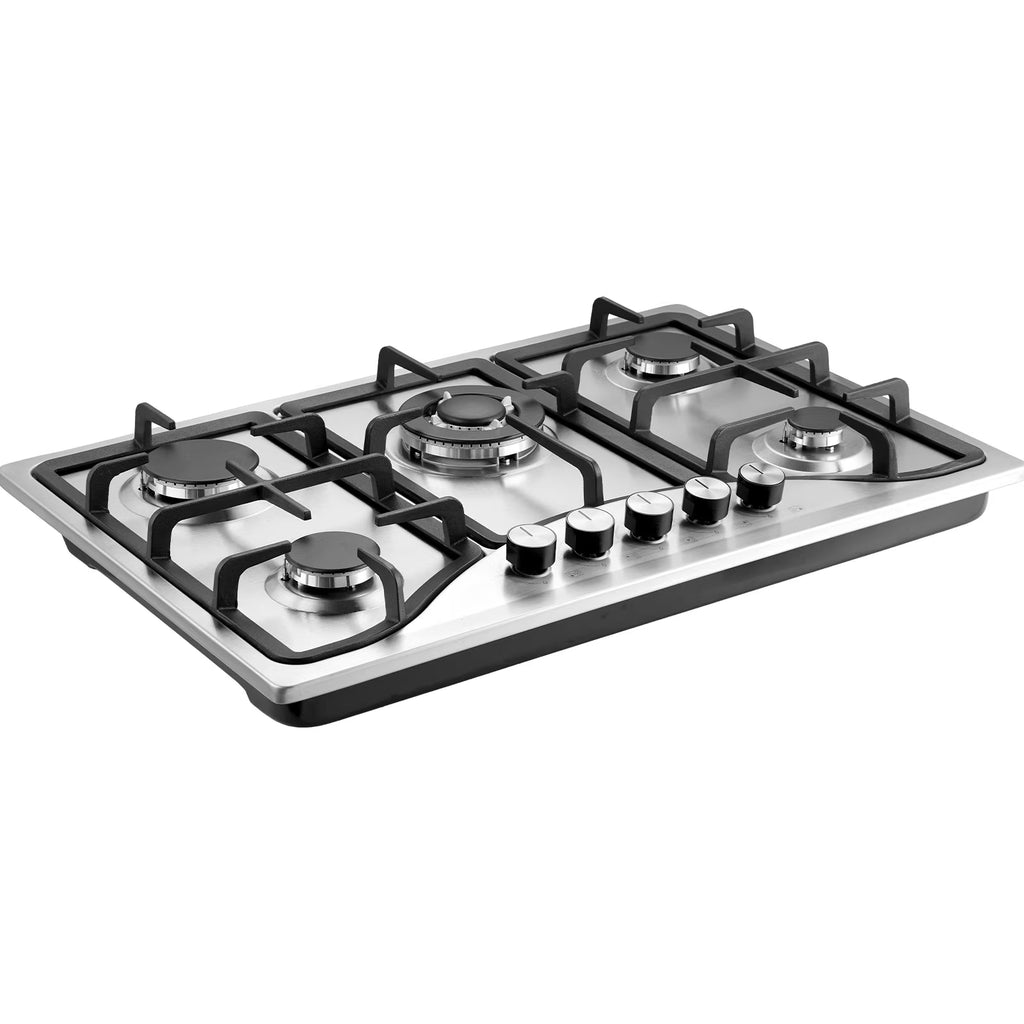 KFFKFF Gas Cooktop Stove Top 30 inch Max 12250BTU 5 Burners Built-in LPG/NG Convertible