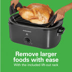 Hamilton Beach 20 Quart Electric Roaster Oven with Removable Pan, Black
