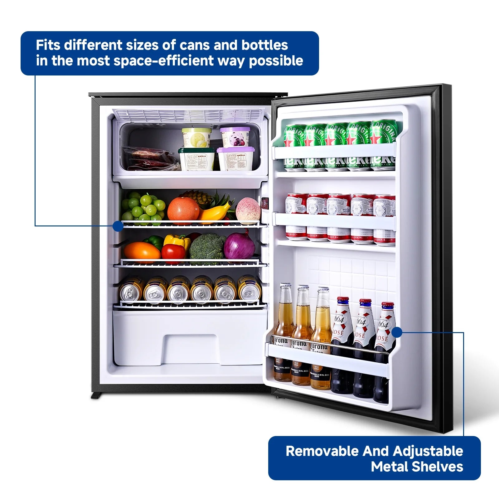 Sunmaki 12v Fridge RV Refrigerator, 116.2Qt(110L) Portable Car Refrigerator Dual Zone Cooling & Freezing, for Bedroom, Truck, Office, Outdoor, Black
