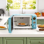 Galanz 0.7 Cu ft Retro Countertop Microwave Oven, 700 Watts, Blue, New