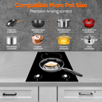 Ramblewood 2 Burner Electric Cooktop, EC2-27, 110V, UL rated German EGO burner.
