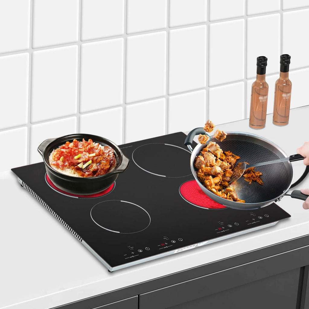 Built-in Cooktop 3000W, Electric Stove Top with 4 Electric Burners, 9 Heating Level, Kid Safety Lock, Sensor Touch Control, 110V Electric Cooktop