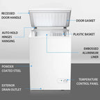 KNDKO 3.5cu.ft Compact Chest Freezer, Mini Freezer with Adjustable Temperature, 2 Removable Baskets, Top Open Door, Energy Saving, Black
