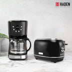 Haden 12 Cup Coffee Maker with 2 Slice Stainless Steel Bread Toaster, White