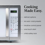 Farberware Stainless Steel Countertop Microwave Oven with Child Lock, 1.1 Cu Ft Black Stainless