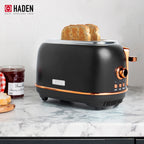 Haden Heritage 2 Slice Wide Slot Toaster & Coffee Maker, Black & Copper
