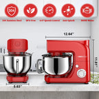 LINKChef Stand Mixer, 5.3QT 800W 6+P Speeds with Whisk, Dough Hook and Beater (White)