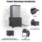 Mini Fridge Stand with Storage, Heavy Duty Mini Fridge Table with Rolling Cabinet