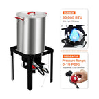 30 QT Turkey Fryer Cooker Set and 10 QT Kit,Home 50,000 BTU Aluminum Turkey Deep Fryer and Propane Burner Kit, Outdoor Propane Deep Fryers Stove Burner Stand, Baskets, Marinade Injector, Thermometer