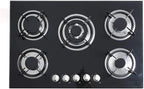 Miumaeov Gas Cooktop 30" Tempered Glass Gas Hob LPG/NG Cooktops Cooker Cooktop High Power Burners Kitchen Cooktop Black