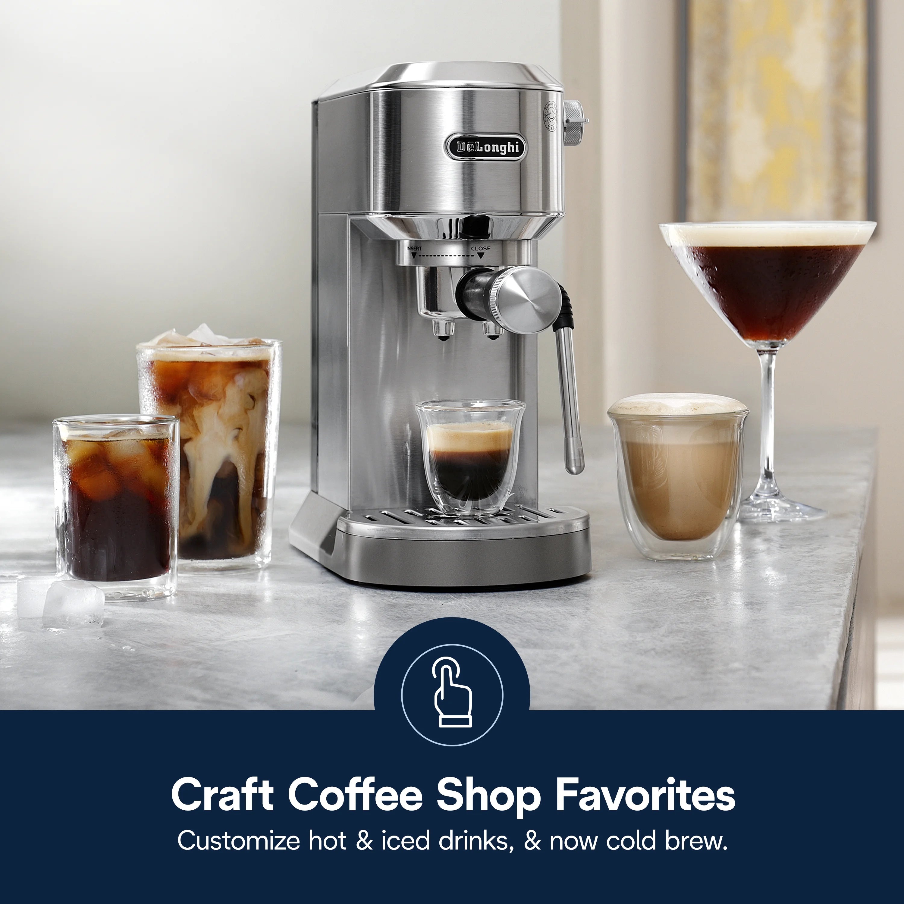 De'Longhi Dedica Duo Espresso Machine, Compact Size with Built in Frother for Latte Art, Brew Espresso, Cold Brew, Lattes & More, Stainless Steel