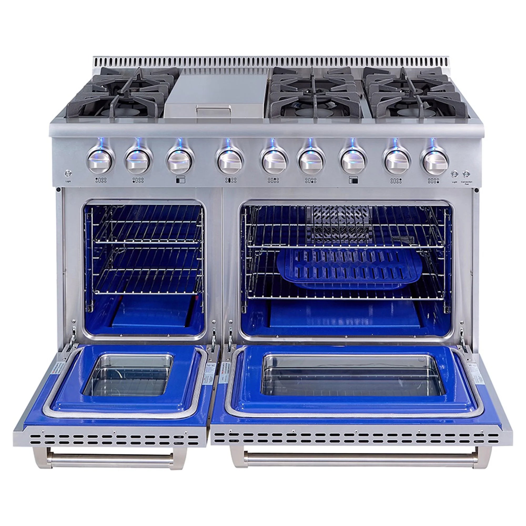 Thor Kitchen 48 Inch 6 Burner Gas Range Double Oven, Stainless Steel