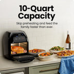 Chefman Multifunctional Digital 10 Qt. Air Fryer+ Rotisserie, Fry, Roast & Bake, 17 Presets - Black