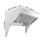 KFFKFF 9FT Stainless Steel Exhaust Hood for Commercial Use, Suitable for Food Trucks and Concession Trailers, Includes 4 Removable U-shaped Grease Filtration Meshes, Durable and Resists Corrosion