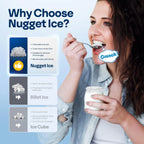 SPECSTAR Nugget Ice Maker Machine, Countertop Ice Maker with Hand Scoop 10 Ice Bags and Self Cleaning Function 44lbs/Day, Silver