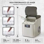 Fenbeli 26lbs/24H Countertop Ice Maker Machine with Handle, Portable Ice Maker Machine with Auto-Cleaning, Black