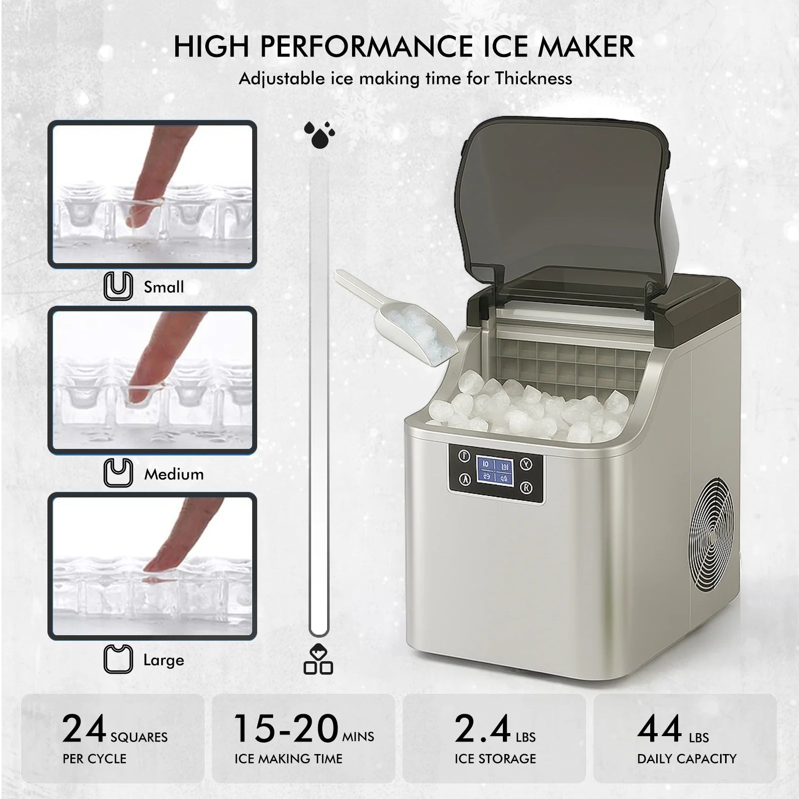 Fenbeli 26lbs/24H Countertop Ice Maker Machine with Handle, Portable Ice Maker Machine with Auto-Cleaning, Black