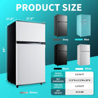 CALLIEVER Compact Mini Fridge with Freezer, 3.5 Cu.Ft 2-Door Refrigerator �C Ideal for Dorm, Office, Bedroom �C 7 Temp Settings, Adjustable Shelves,Silver