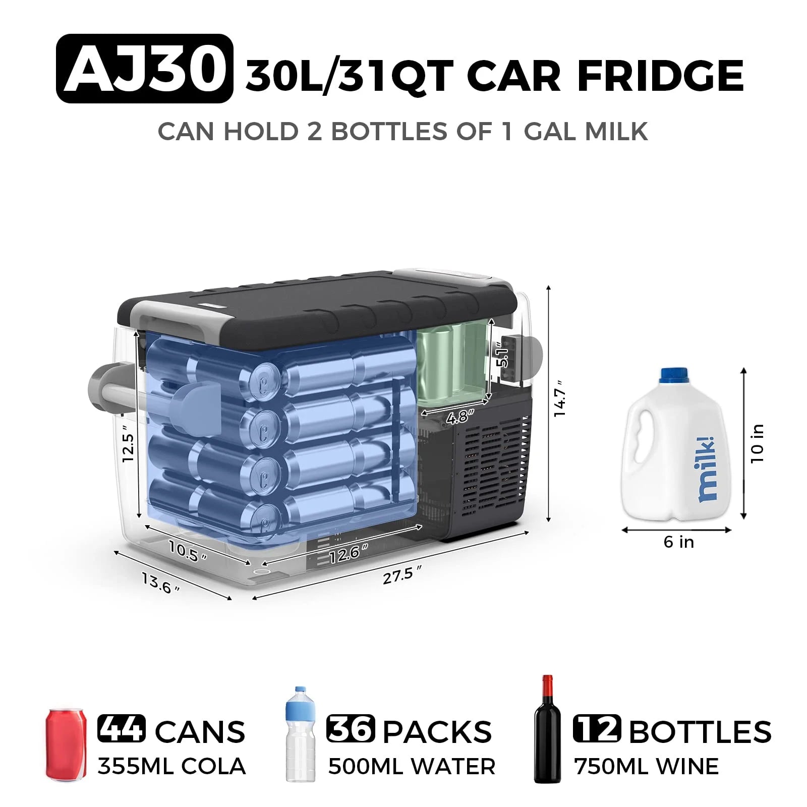 Setpower 12V Portable Refrigerator Freezer, 32 Quart Outdoor Fridge for Camping,Car Refrigerator,Electric Cooler for Truck, RV, Travel,3-Year Warranty