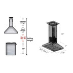 ZLINE 36 in. Designer Series Hand Hammered Copper Island Mount Range Hood (8GL2Hi-36)