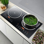 DERCLIVE Electric Ceramic Stove Induction Cooktop, Electric Stove 2 Burner Electric Burner Countertop Infrared Induction Cooker Home Cooktop Cooking Furnace,2200W  2200W
