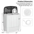 Topcobe 8 Lbs Compact Mini Twin Tub Washing Spiner Machine, Space Saving Washer for Home and Apartment