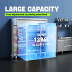 Coolake Commercial Refrigerator And Freezer Combo, 72" W Dual Temperature Zones, 54 Cu.ft 3 Door
