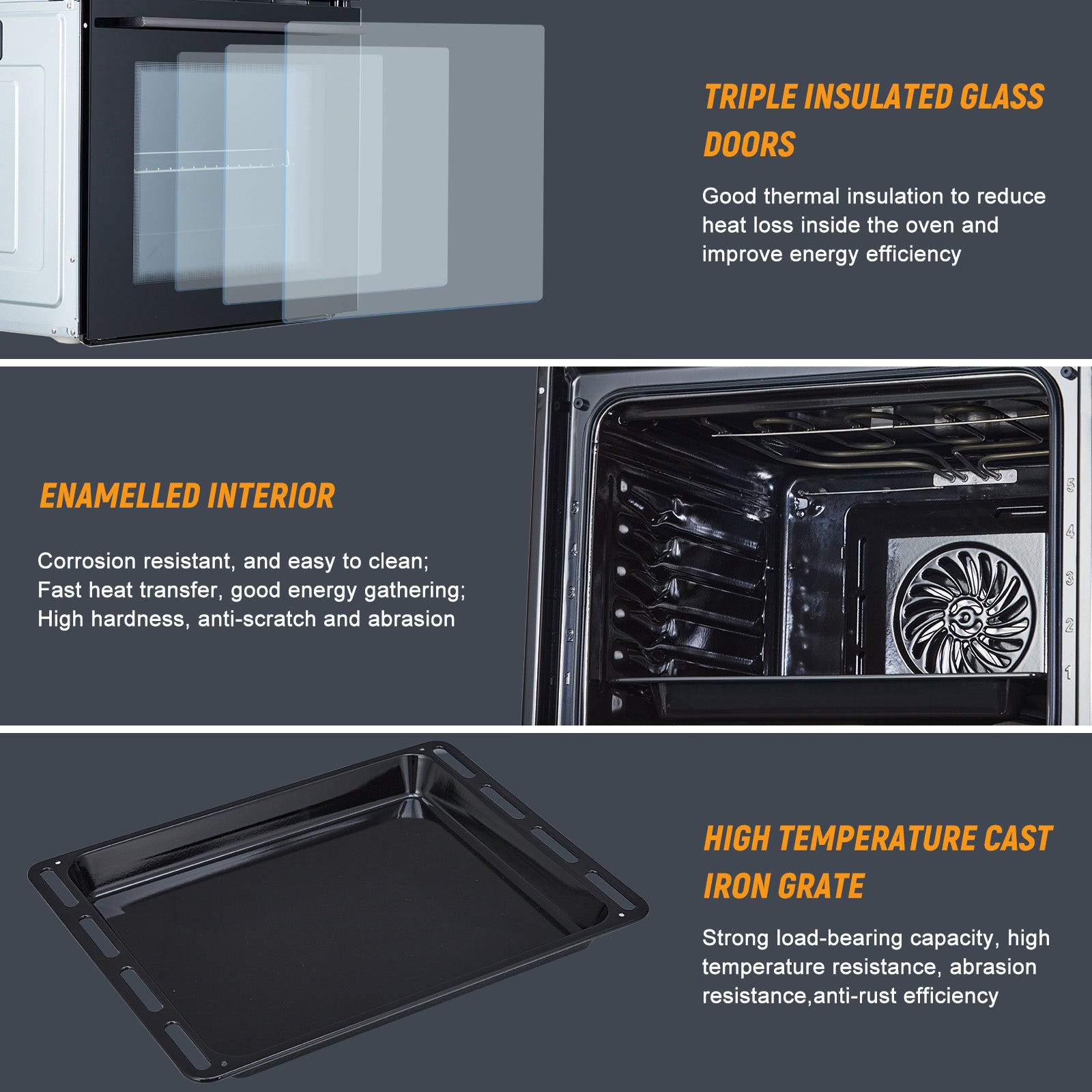 24''Electric Single Wall Oven, 2.5 CF Capacity, Built-in Single Wall Oven with Air Frying 5 Cooking Functions, Double-Layered Glass Door, Mechanical Knobs,Ideal for Kitchen Oven(Black)