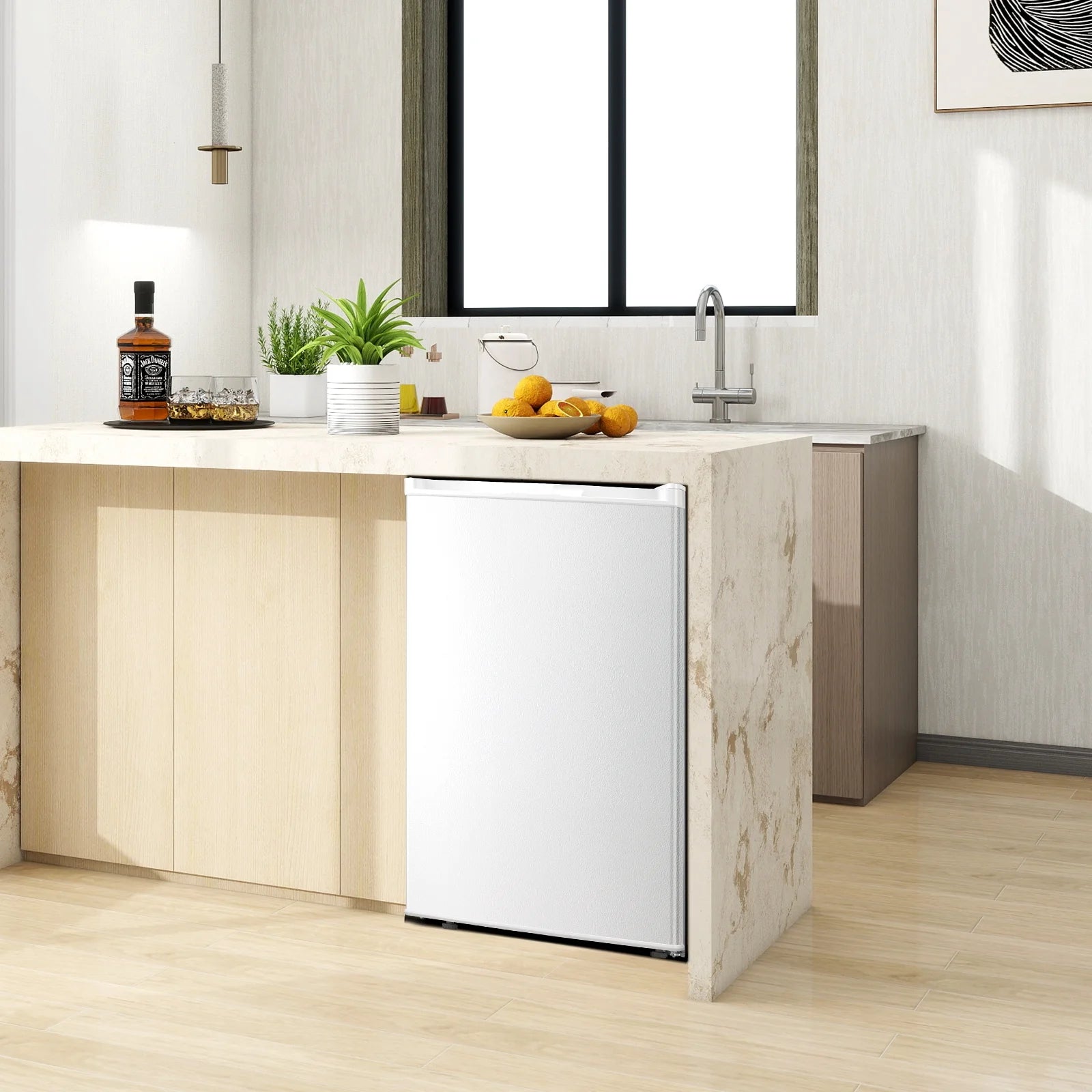 WAA 3.0 Cu.ft Small Freezer, Mini Upright Freezer with Adjustable Thermostat, Removable Shelves, Reversible Single Door, for Bedroom/Home/Dorms/Apartment, Silver