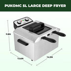 SUSTEAS 5.3 Qt Electric Deep Fryer with 3-Baskets for Home, 1800W, Timer & Temp Control, Stainless Steel & Black