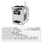 KFFKFF Commercial Soft Ice Cream Machine 18-28 L/H 5.5L*2 Cylinder 3-Flavor Serve Ice Cream Maker