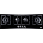 4-burner island gas-on-glass cooktop with sealed burners and cast iron grates