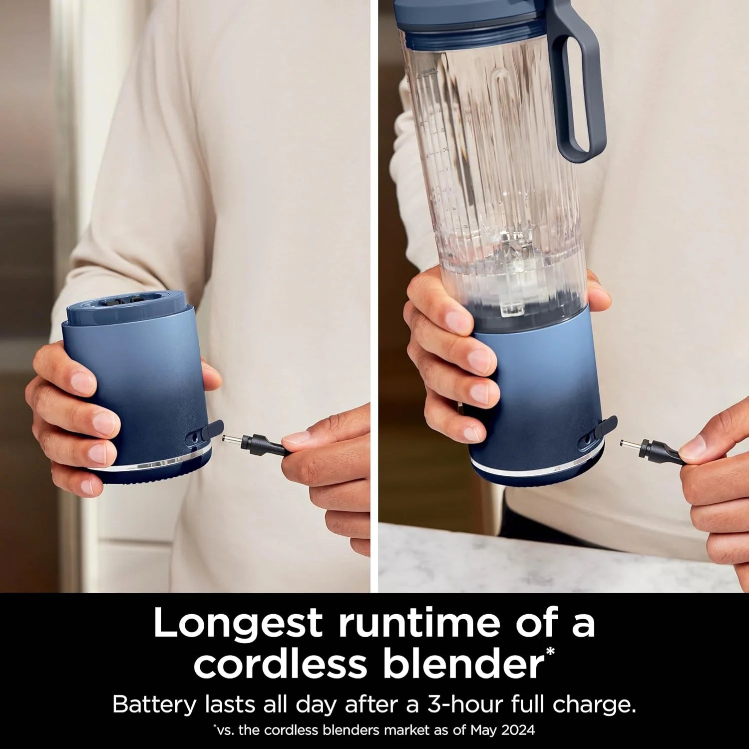 Restored Ninja BC251NV Blast Max Personal Cordless Blender for Smoothies, Blend, Ice Crush, 22 oz. Twist & Go Vessel, Navy (Refurbished)
