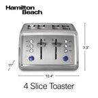 Hamilton Beach Digital 4-Slice Toaster with 3 Preset Functions & Removable Crumb Tray, Stainless