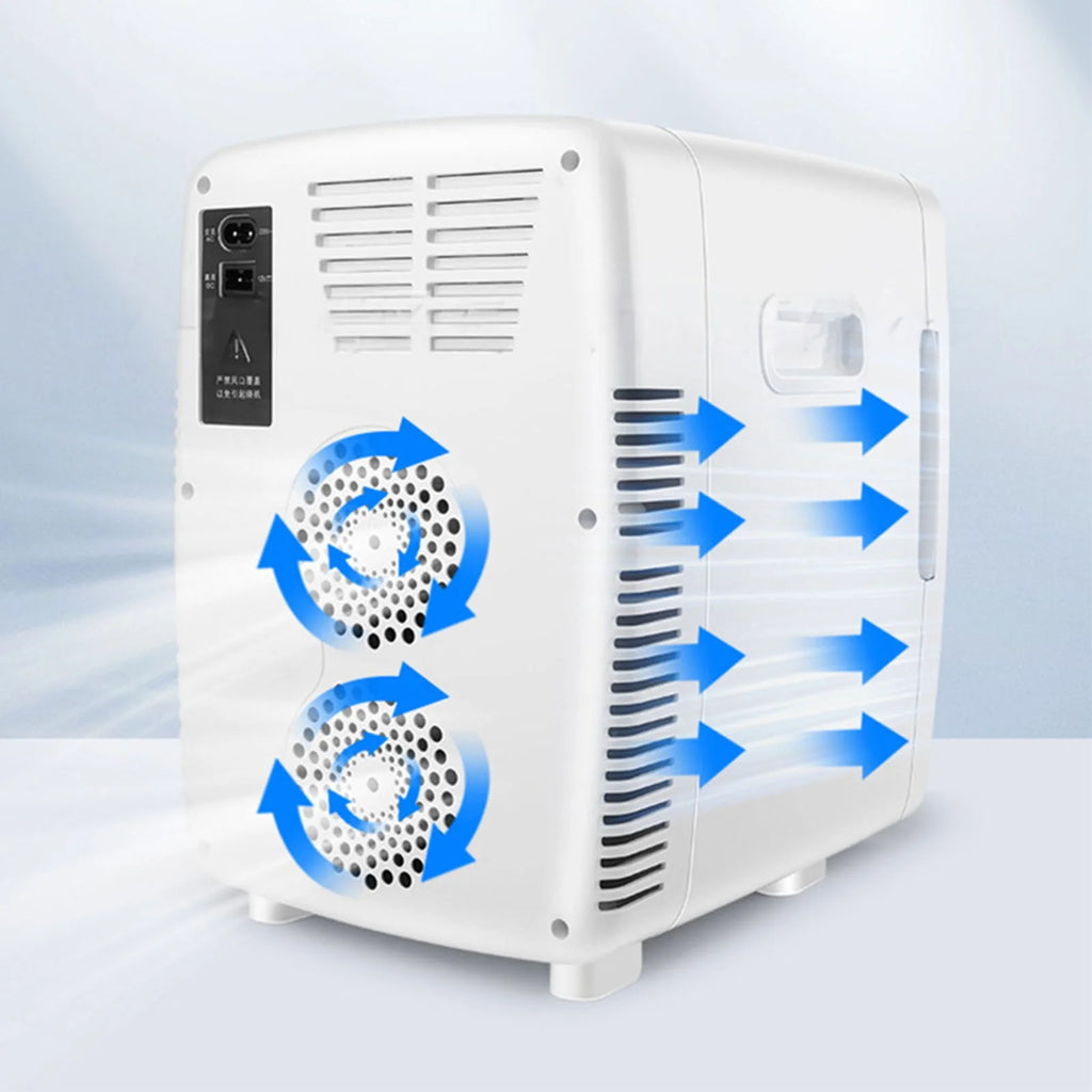 FYHALE Mini Fridge with Freezer, 15 L/21 Can Personal Refrigerator, Portable Cooler &Warmer, Beverage & Skincare, 110V/12V, Silver