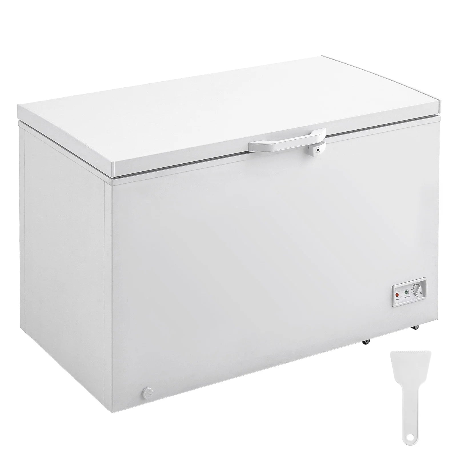 KFFKFF 12.8 Cu.ft / 345 L  Top-Open Chest Freezer with 7-SpeedTemperature Control 4 Removable Storage Baskets, Freestanding 6 Wheels