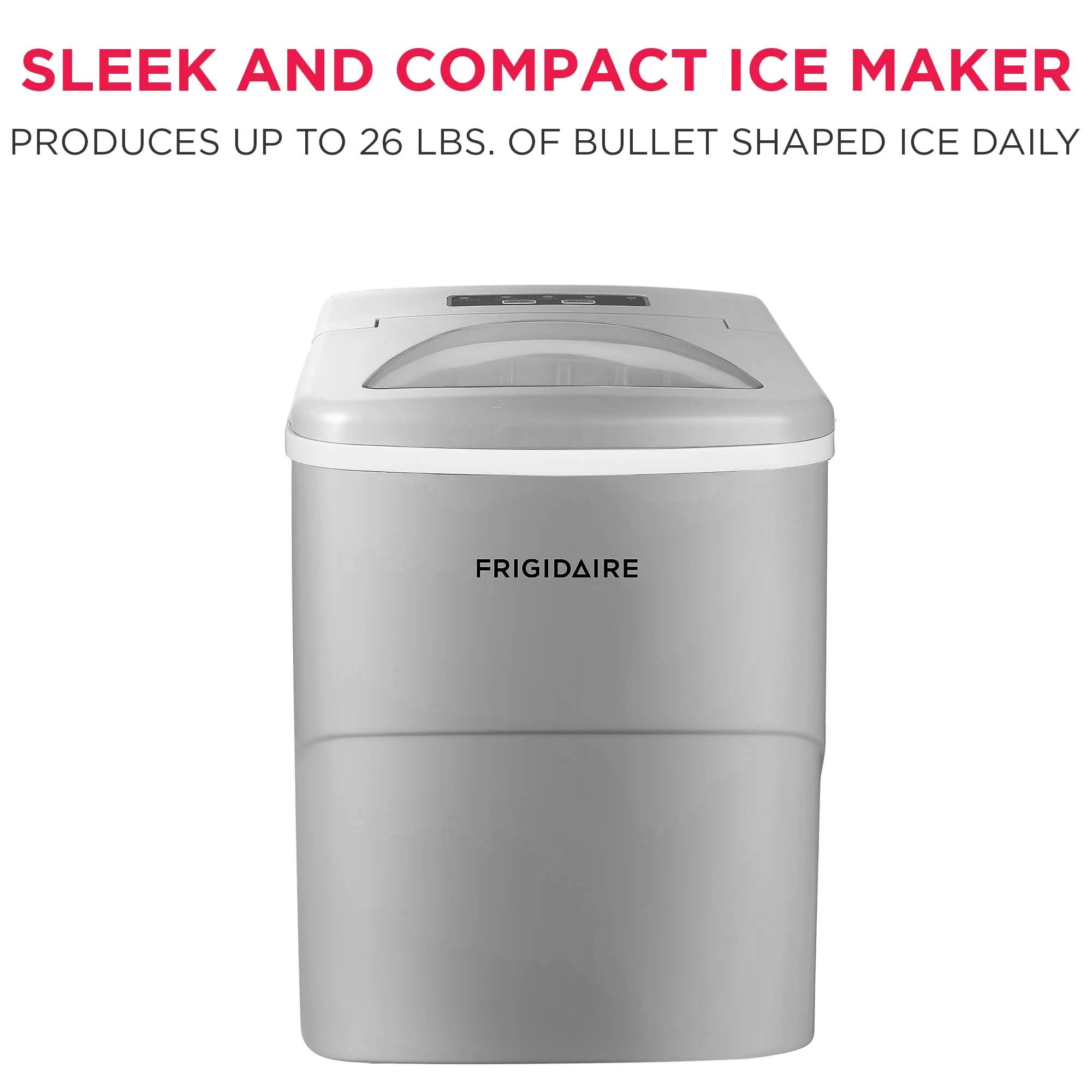 Frigidaire 26lbs. Portable Countertop Ice Maker (Bullet Ice)- Silver