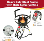 Red Mountain Valley 30 Qt Outdoor Camping Turkey Fryer with Basket, Large Outdoor Propane Cooking Equipment for Turkey, Chicken Wings, Fish and Seafood,.50,000 BTU Burner
