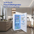 SMAD Convertible Single Door 13.8 Cu ft Upright Freezer Refrigerator with Rolling Wheels, White